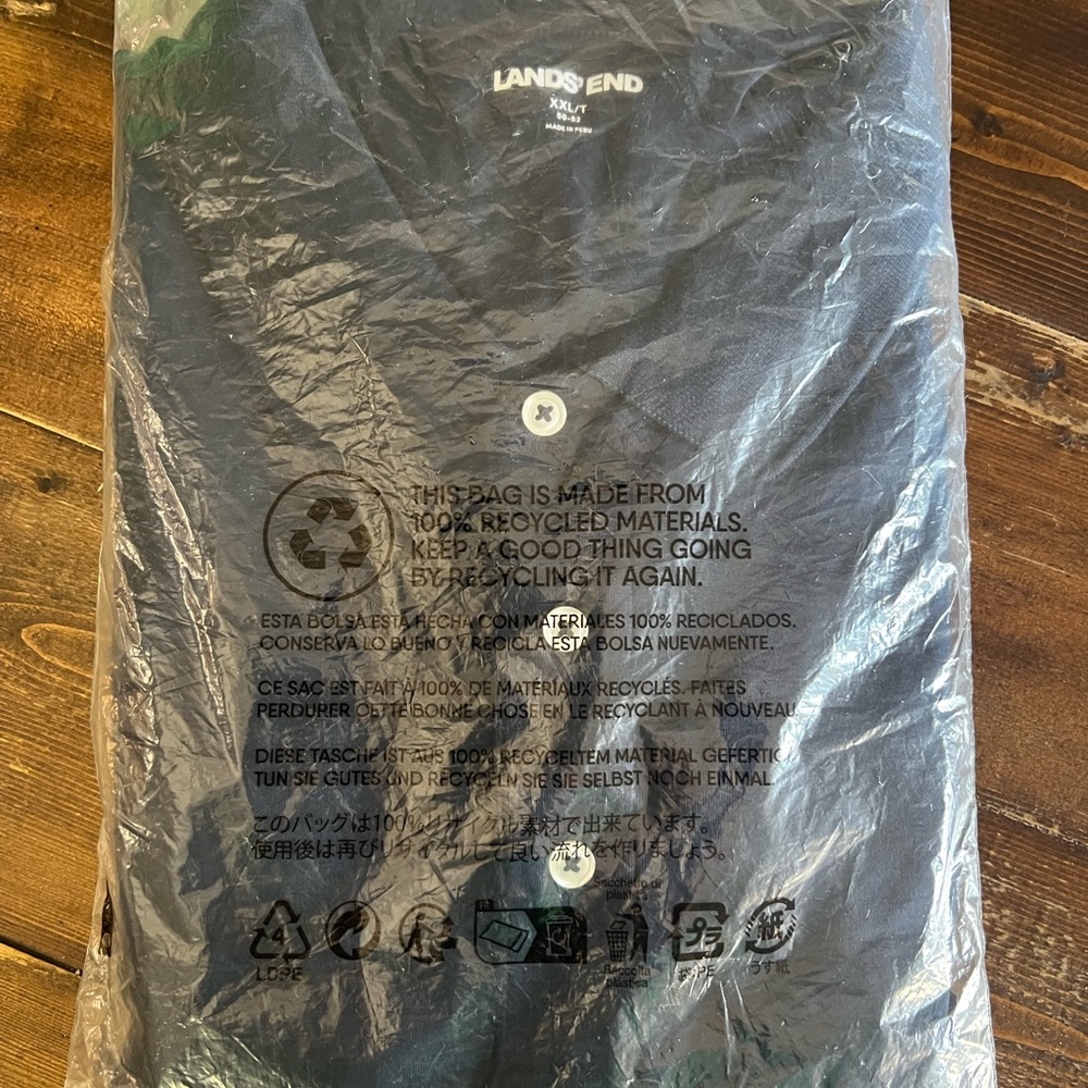 Lands' End Navy Cotton Polo Shirt